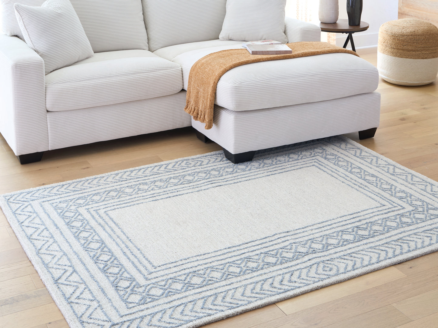 The Furniture Outlets - Ashley Furniture - Azelhurst Rug - 5' x 7' Area Rug / Blue/Ivory/Gray - R407852