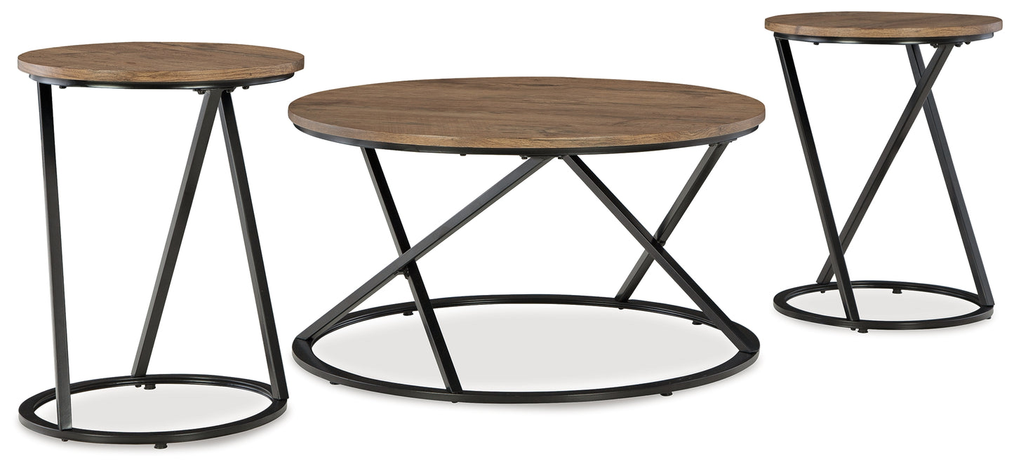 The Furniture Outlets - Ashley Furniture - Cassbryn Table (Set of 3) - Occasional Table Set (3/CN) / Brown/Black - T152-13