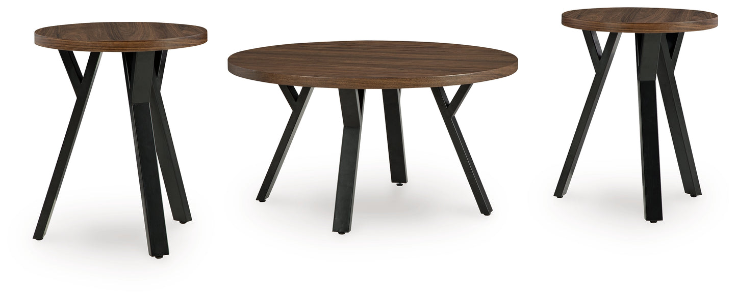 The Furniture Outlets - Ashley Furniture - Elbrynn Table (Set of 3) - Occasional Table Set (3/CN) / Brown/Black - T153-13