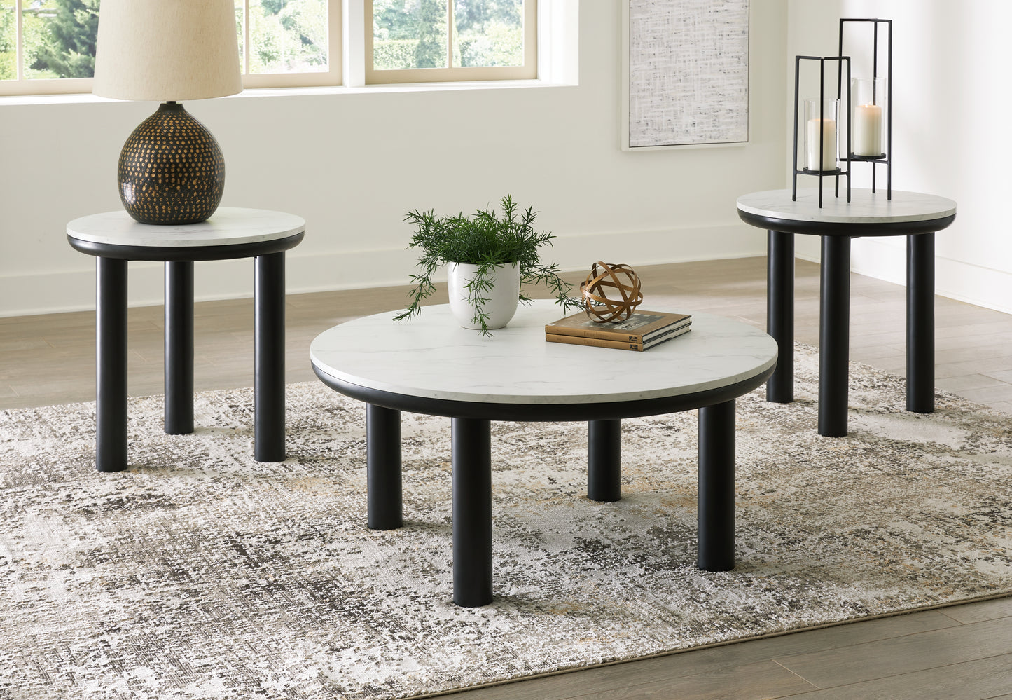 The Furniture Outlets - Ashley Furniture - Xandrum Table (Set of 3) - Occasional Table Set (3/CN) / Black/White - T159-13