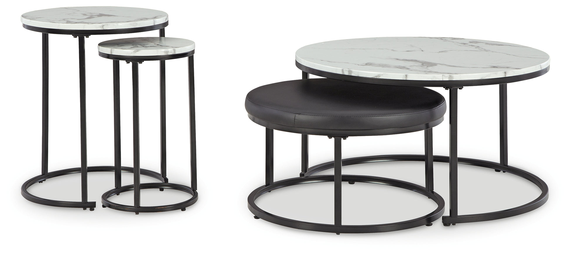 The Furniture Outlets - Ashley Furniture - Jusmour Table (Set of 4) - Occasional Nesting TBL (4/CN) / Black/White - T161-14
