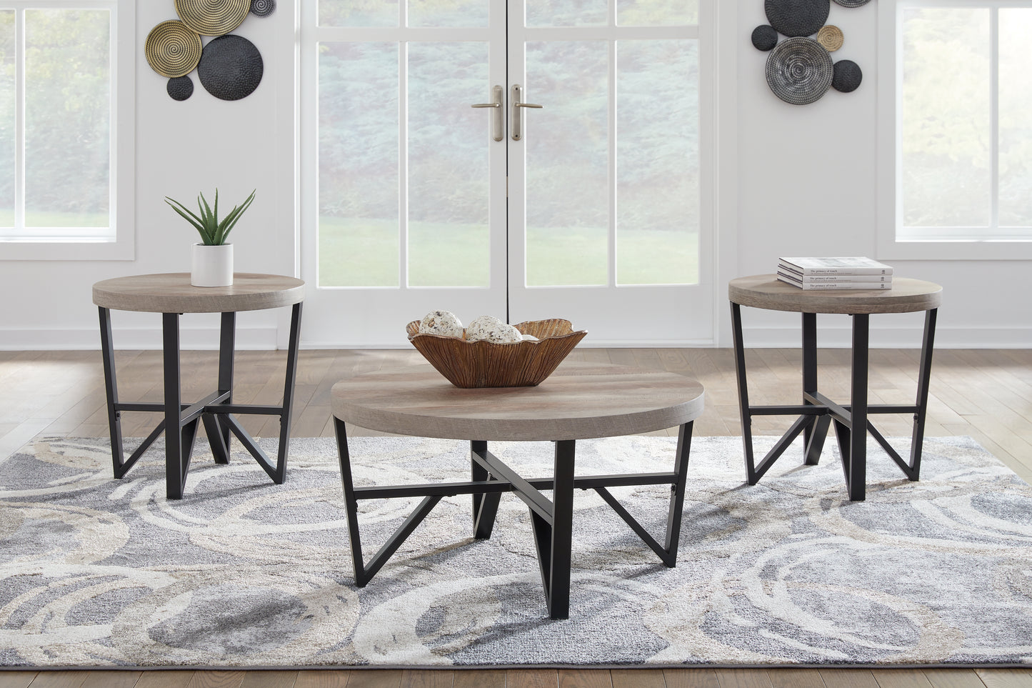 The Furniture Outlets - Ashley Furniture - Deanlee Table (Set of 3) - Occasional Table Set (3/CN) / Grayish Brown/Black - T235-13