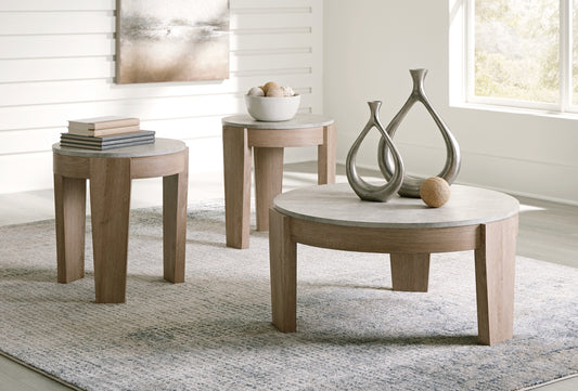 The Furniture Outlets - Ashley Furniture - Guystone Table (Set of 3) - Occasional Table Set (3/CN) / Light Brown - T237-13