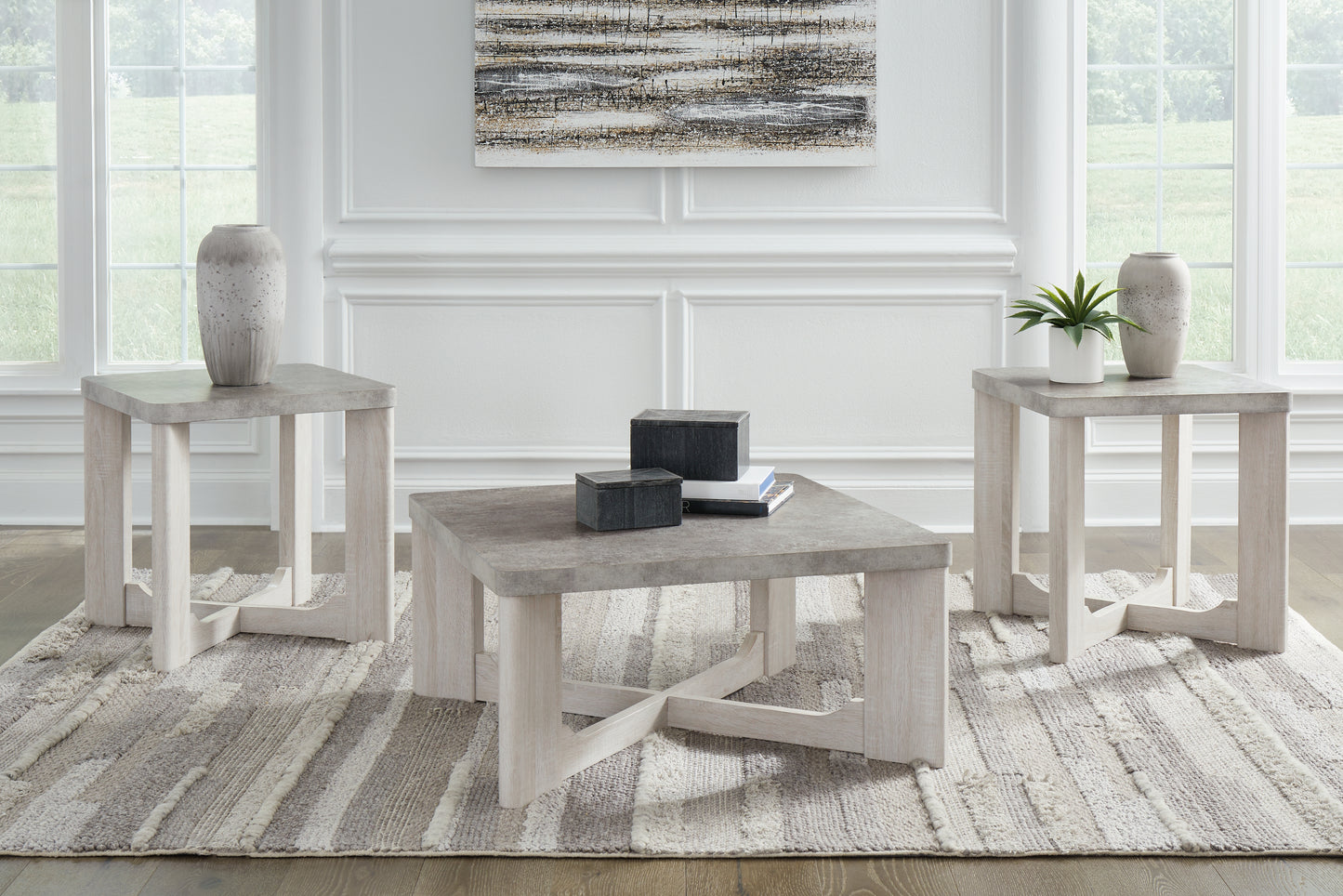 The Furniture Outlets - Ashley Furniture - Garnilly Table (Set of 3) - Occasional Table Set (3/CN) / Whitewash - T247-13