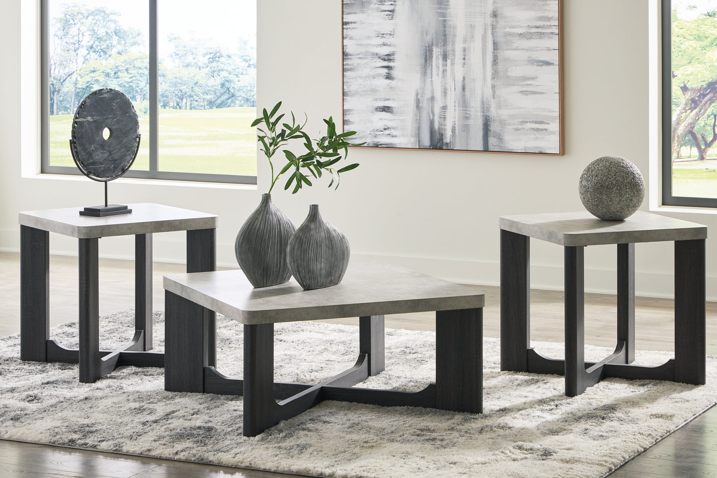 The Furniture Outlets - Ashley Furniture - Sharstorm Table (Set of 3) - Occasional Table Set (3/CN) / Two-tone Gray - T251-13