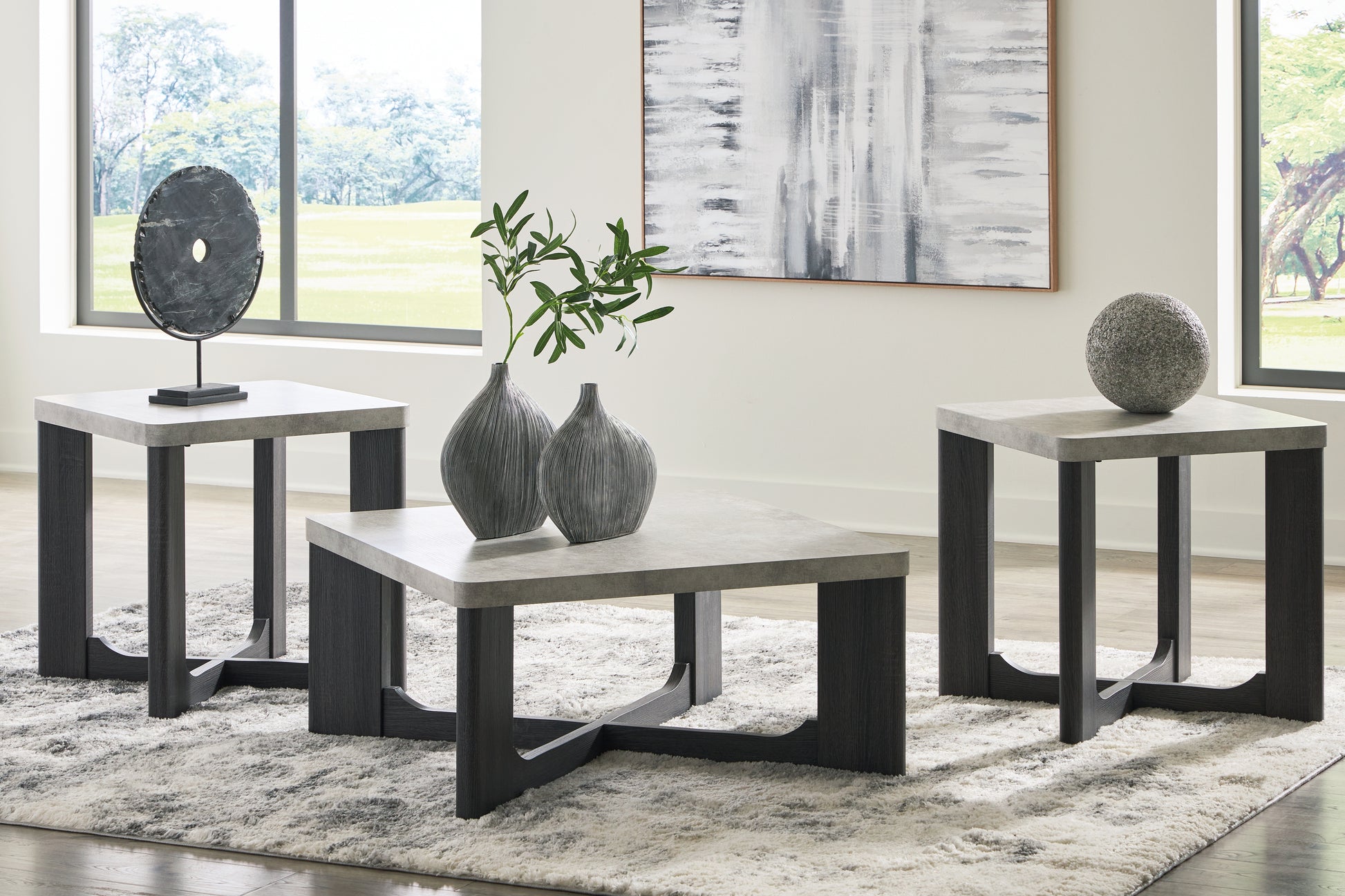 The Furniture Outlets - Ashley Furniture - Sharstorm Table (Set of 3) - Occasional Table Set (3/CN) / Two-tone Gray - T251-13