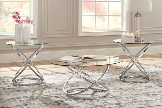 The Furniture Outlets - Ashley Furniture - Hollynyx Table (Set of 3) - Occasional Table Set (3/CN) / Chrome Finish - T270-13