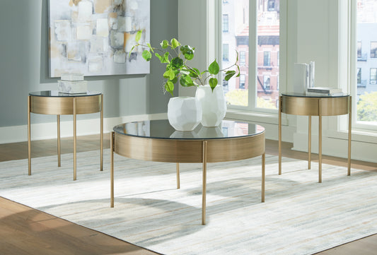 The Furniture Outlets - Ashley Furniture - Jettaya Table (Set of 3) - Occasional Table Set (3/CN) / Brushed Brass - T285-13