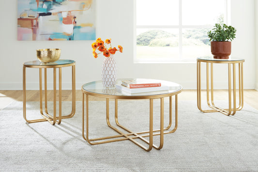 The Furniture Outlets - Ashley Furniture - Milloton Table (Set of 3) - Occasional Table Set (3/CN) / Gold - T398-13