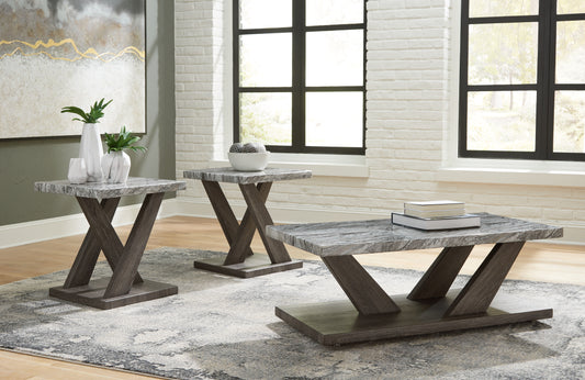 The Furniture Outlets - Ashley Furniture - Bensonale Table (Set of 3) - Occasional Table Set (3/CN) / Brown/Gray - T400-13