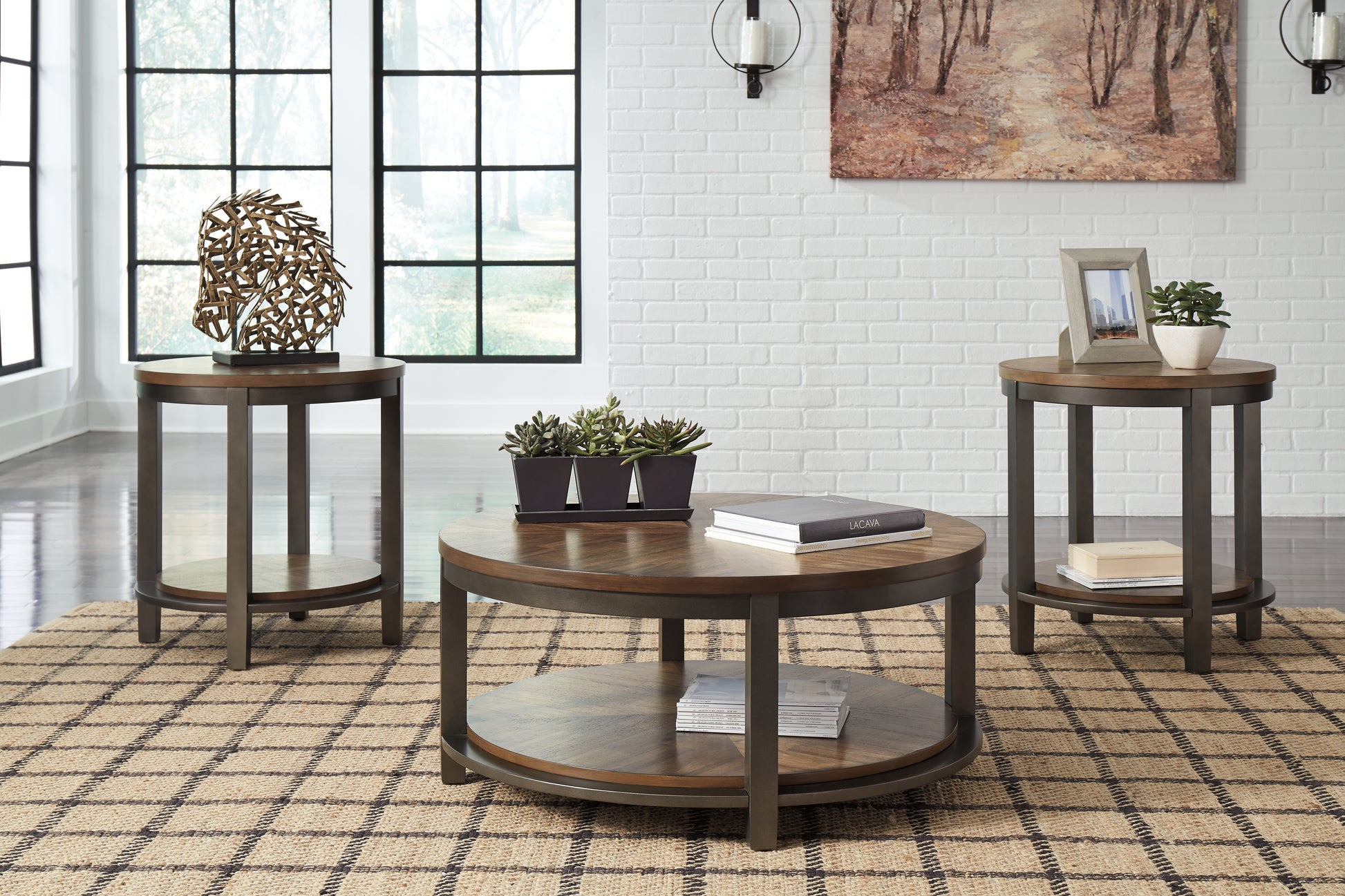 The Furniture Outlets - Ashley Furniture - Roybeck Table (Set of 3) - Occasional Table Set (3/CN) / Light Brown/Bronze - T411-13