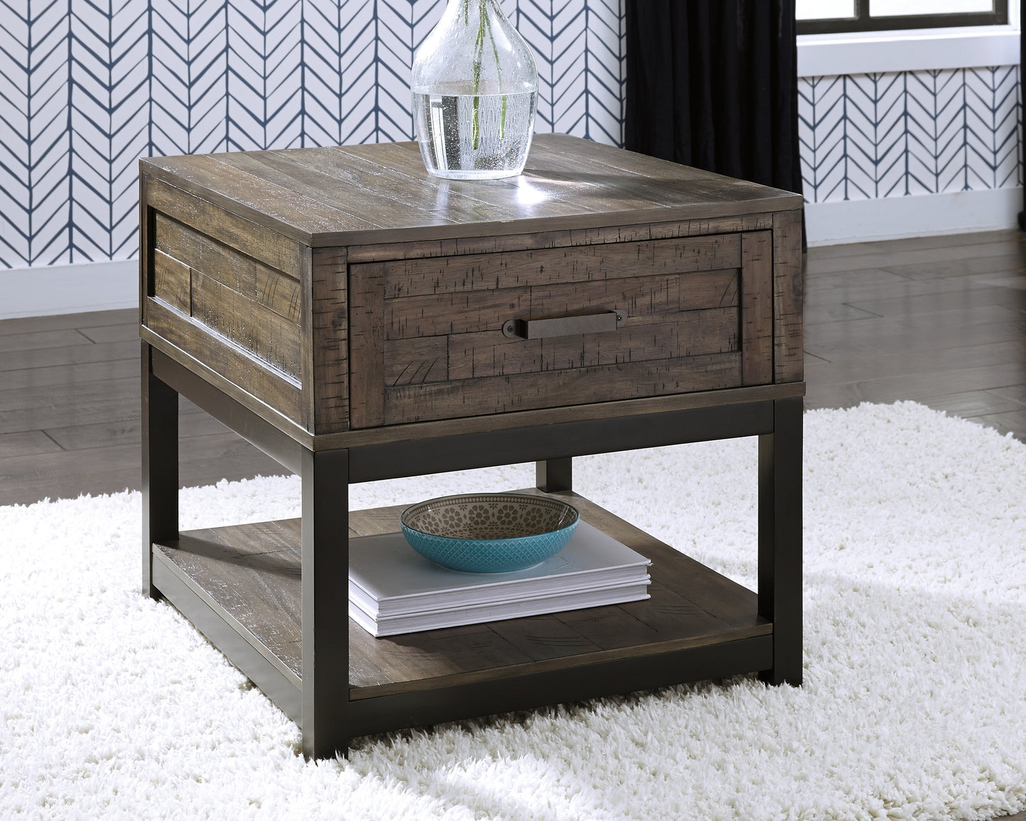The Furniture Outlets - Ashley Furniture - Johurst End Table - Rectangular End Table / Grayish Brown - T444-3