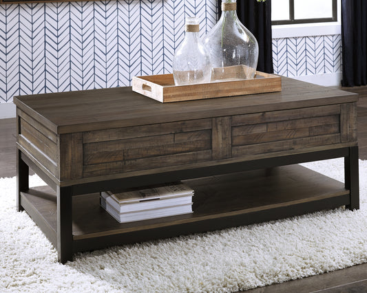 The Furniture Outlets - Ashley Furniture - Johurst Coffee Table with Lift Top - LIFT TOP COCKTAIL TABLE / Grayish Brown - T444-9