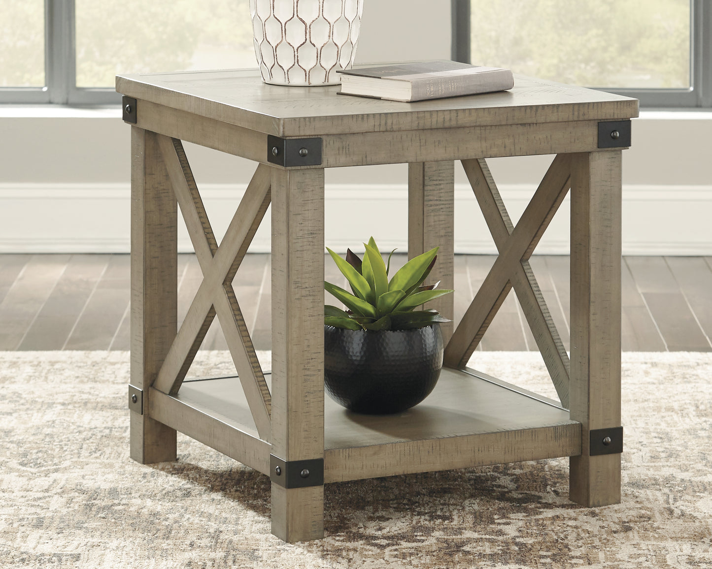 The Furniture Outlets - Ashley Furniture - Aldwin End Table - Rectangular End Table / Gray - T457-3