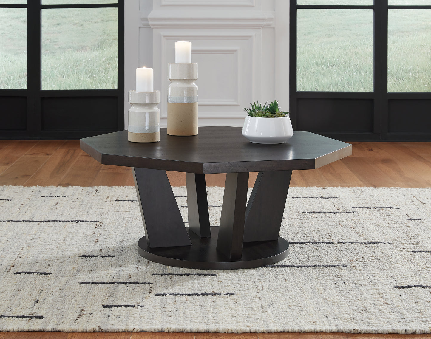 The Furniture Outlets - Ashley Furniture - Chasinfield Coffee Table - Octagon Cocktail Table / Dark Brown - T458-8