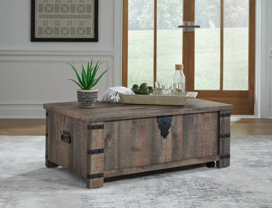 The Furniture Outlets - Ashley Furniture - Hollum Lift-Top Coffee Table - Lift Top Cocktail Table / Rustic Brown - T466-9