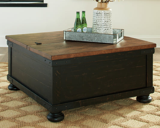 The Furniture Outlets - Ashley Furniture - Valebeck Coffee Table with Lift Top - Lift Top Cocktail Table / Black/Brown - T468-00
