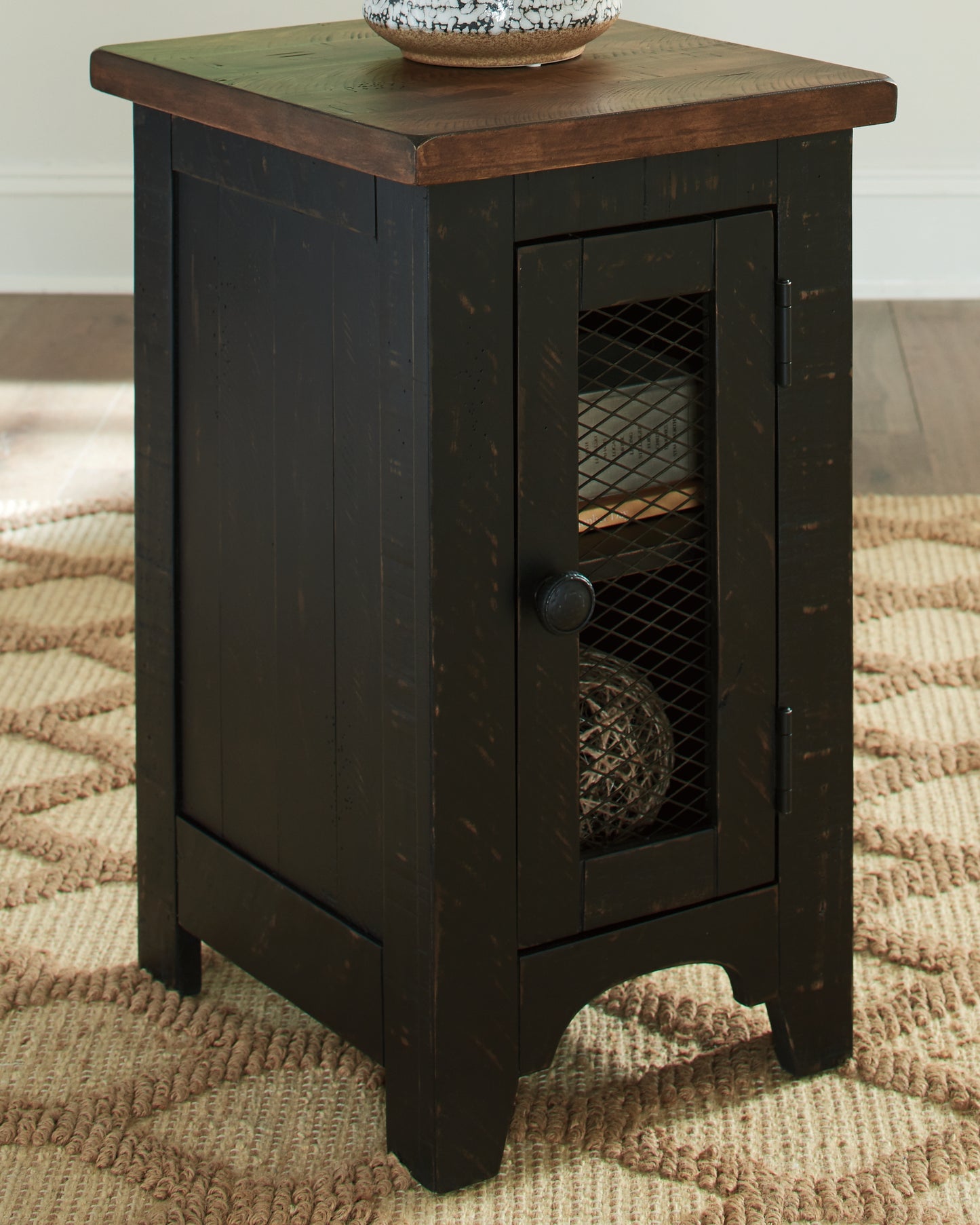 The Furniture Outlets - Ashley Furniture - Valebeck Chairside End Table - Chair Side End Table / Black/Brown - T468-7