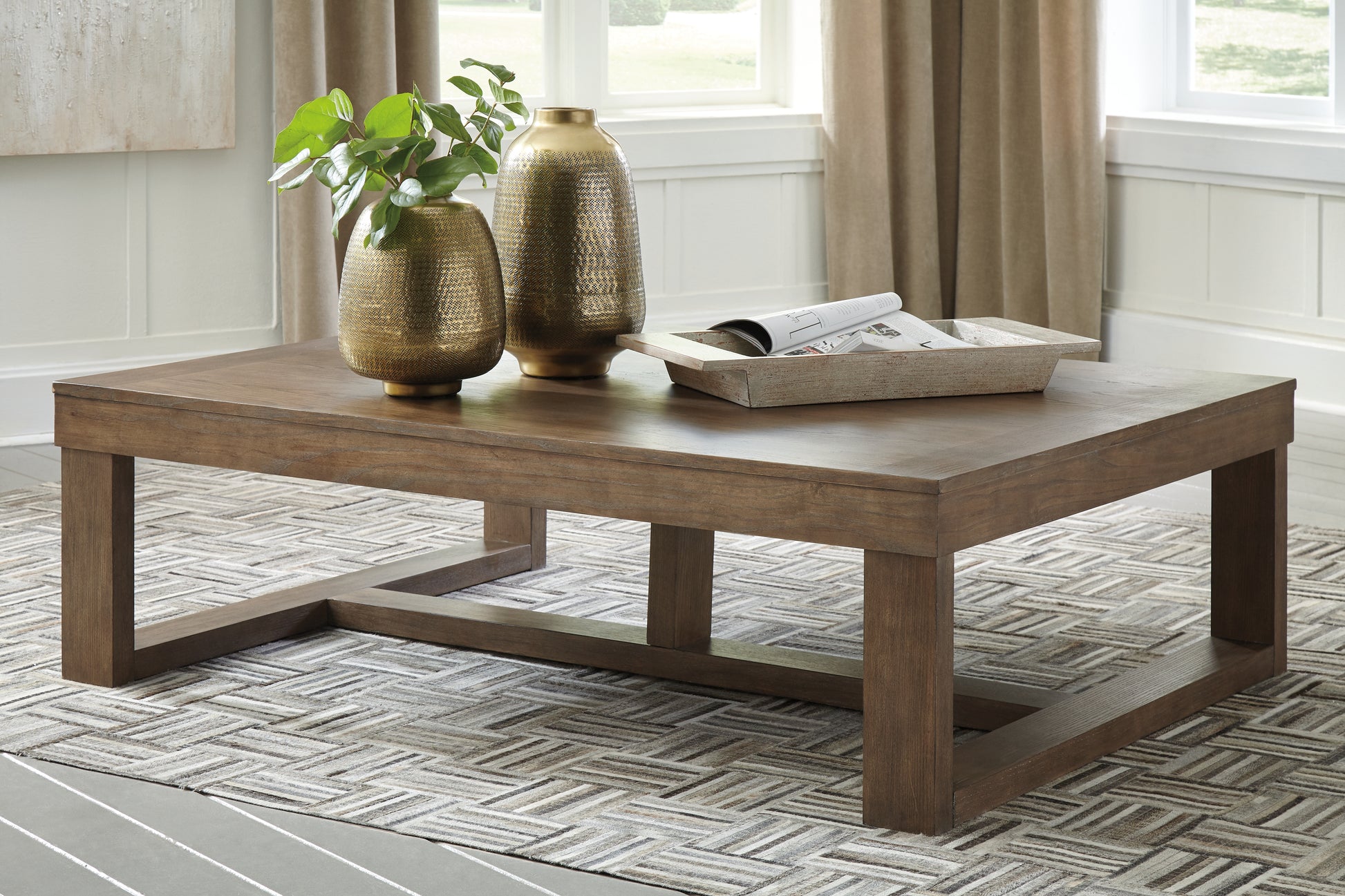The Furniture Outlets - Ashley Furniture - Cariton Coffee Table - Rectangular Cocktail Table / Gray - T471-1