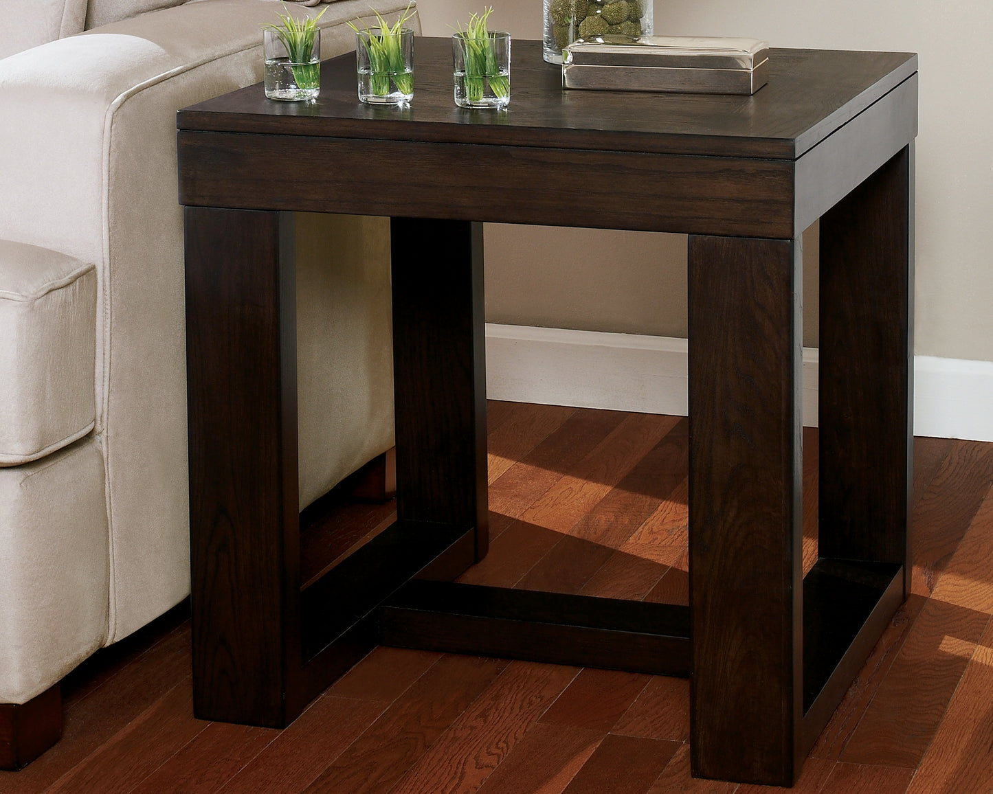 The Furniture Outlets - Ashley Furniture - Watson End Table - Square End Table / Dark Brown - T481-2