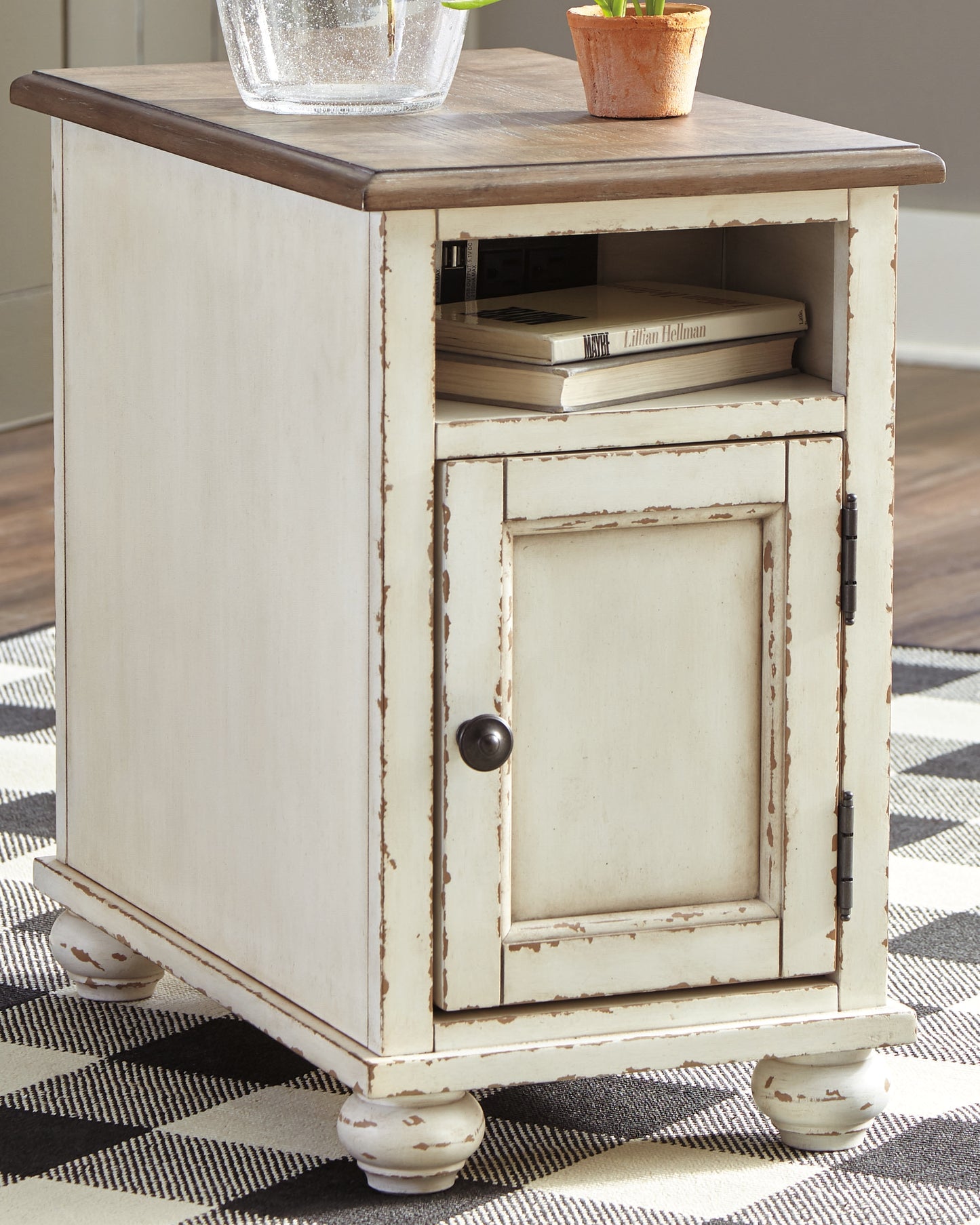 The Furniture Outlets - Ashley Furniture - Realyn Chairside End Table - Chair Side End Table / White/Brown - T523-7