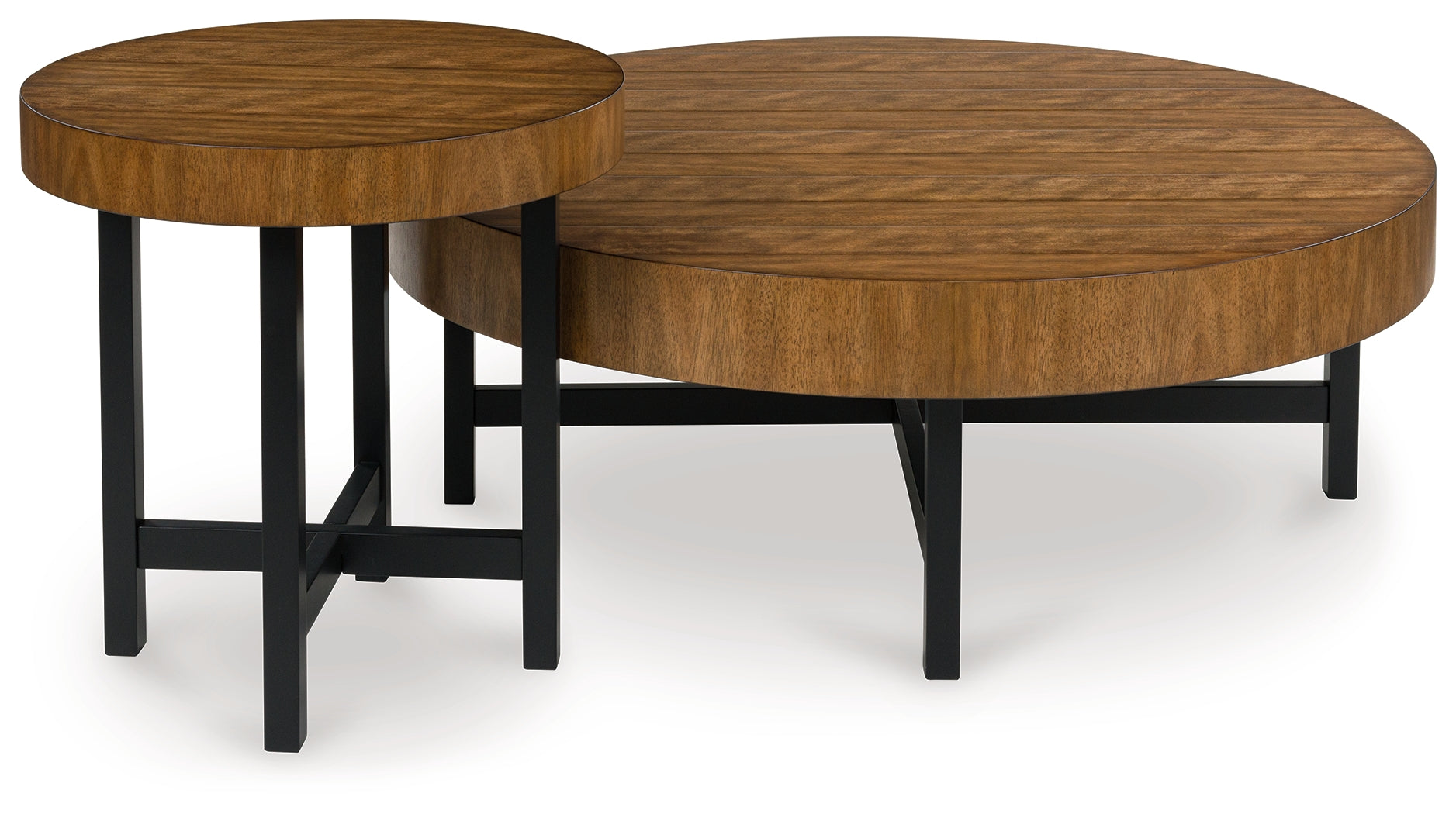 The Furniture Outlets - Ashley Furniture - Steenlage Table (Set of 2) - Occasional Table Set (Set of 2) / Brown/Black - T575-12