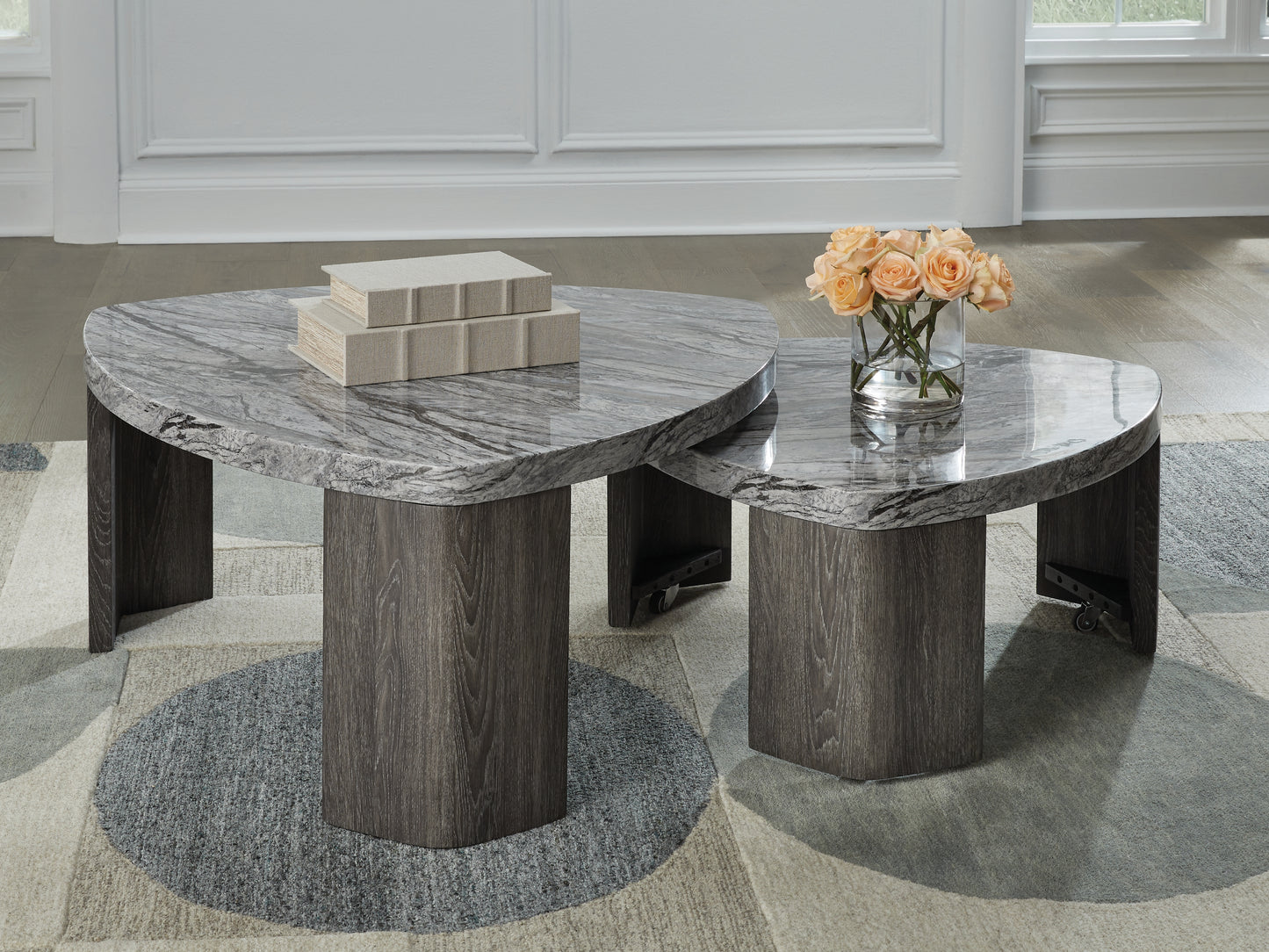 The Furniture Outlets - Ashley Furniture - Surmour Stacked Coffee Table - Stacked Cocktail Table / Gray/Brown - T600-0