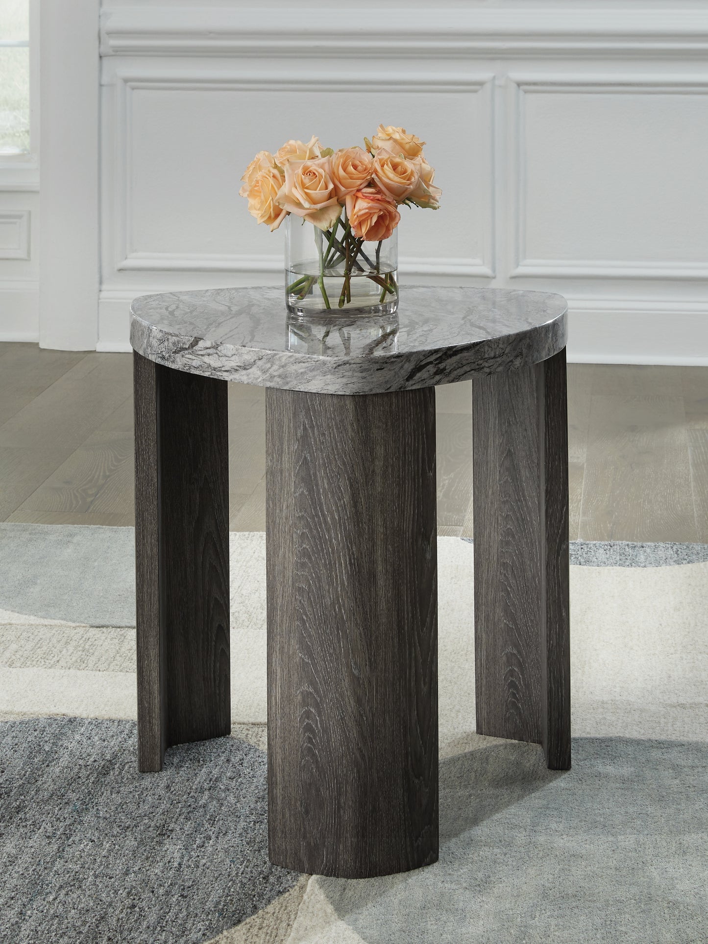 The Furniture Outlets - Ashley Furniture - Surmour End Table - Triangle End Table / Gray/Brown - T600-6