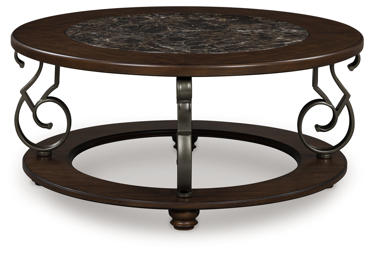 The Furniture Outlets - Ashley Furniture - Frallyn Coffee Table - Round Cocktail Table / Dark Brown - T623-8