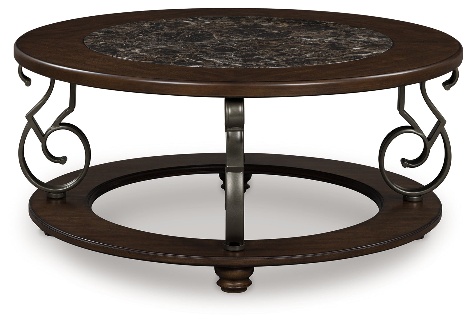 The Furniture Outlets - Ashley Furniture - Frallyn Coffee Table - Round Cocktail Table / Dark Brown - T623-8