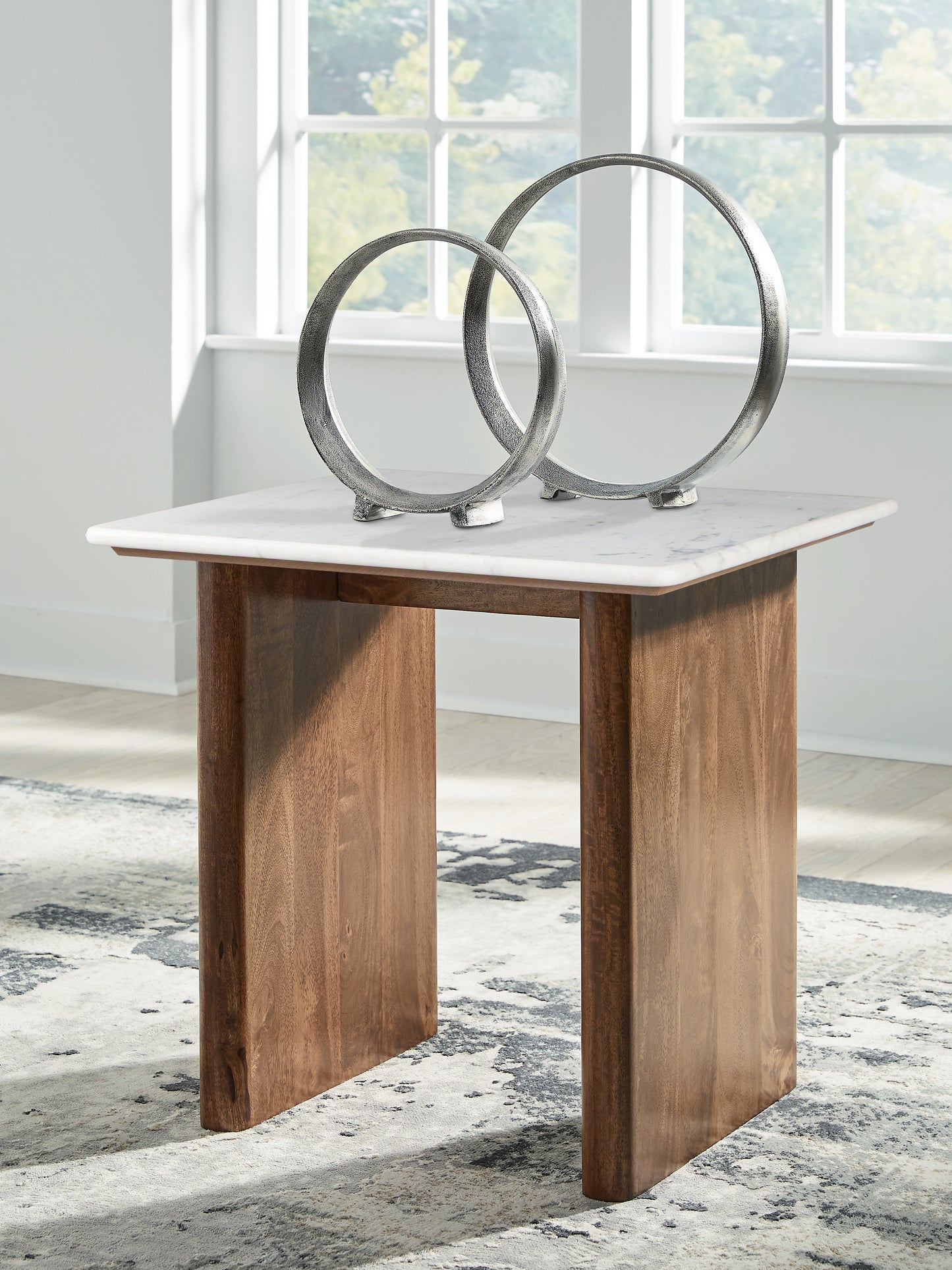 The Furniture Outlets - Ashley Furniture - Isanti End Table - Square End Table / Light Brown/White - T662-3
