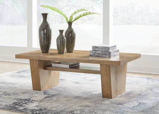 The Furniture Outlets - Ashley Furniture - Kristiland Coffee Table - Rectangular Cocktail Table / Light Brown - T674-1