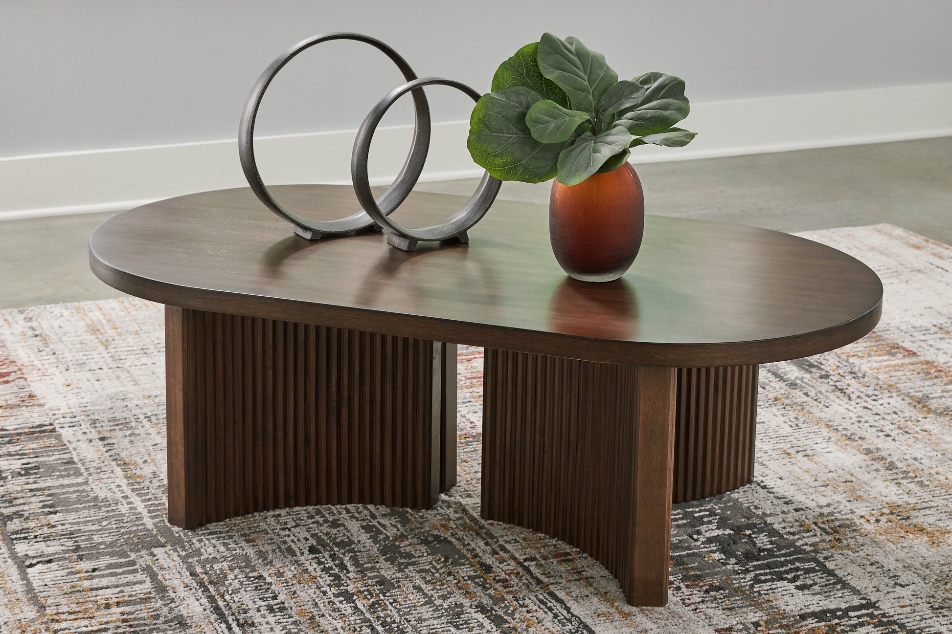 The Furniture Outlets - Ashley Furniture - Korestone Coffee Table - Rectangular Cocktail Table / Dark Brown - T438-1