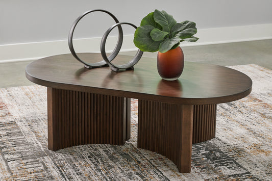 The Furniture Outlets - Ashley Furniture - Korestone Coffee Table - Rectangular Cocktail Table / Dark Brown - T438-1