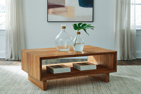 The Furniture Outlets - Ashley Furniture - Dressonni Coffee Table - Rectangular Cocktail Table / Brown - T690-1