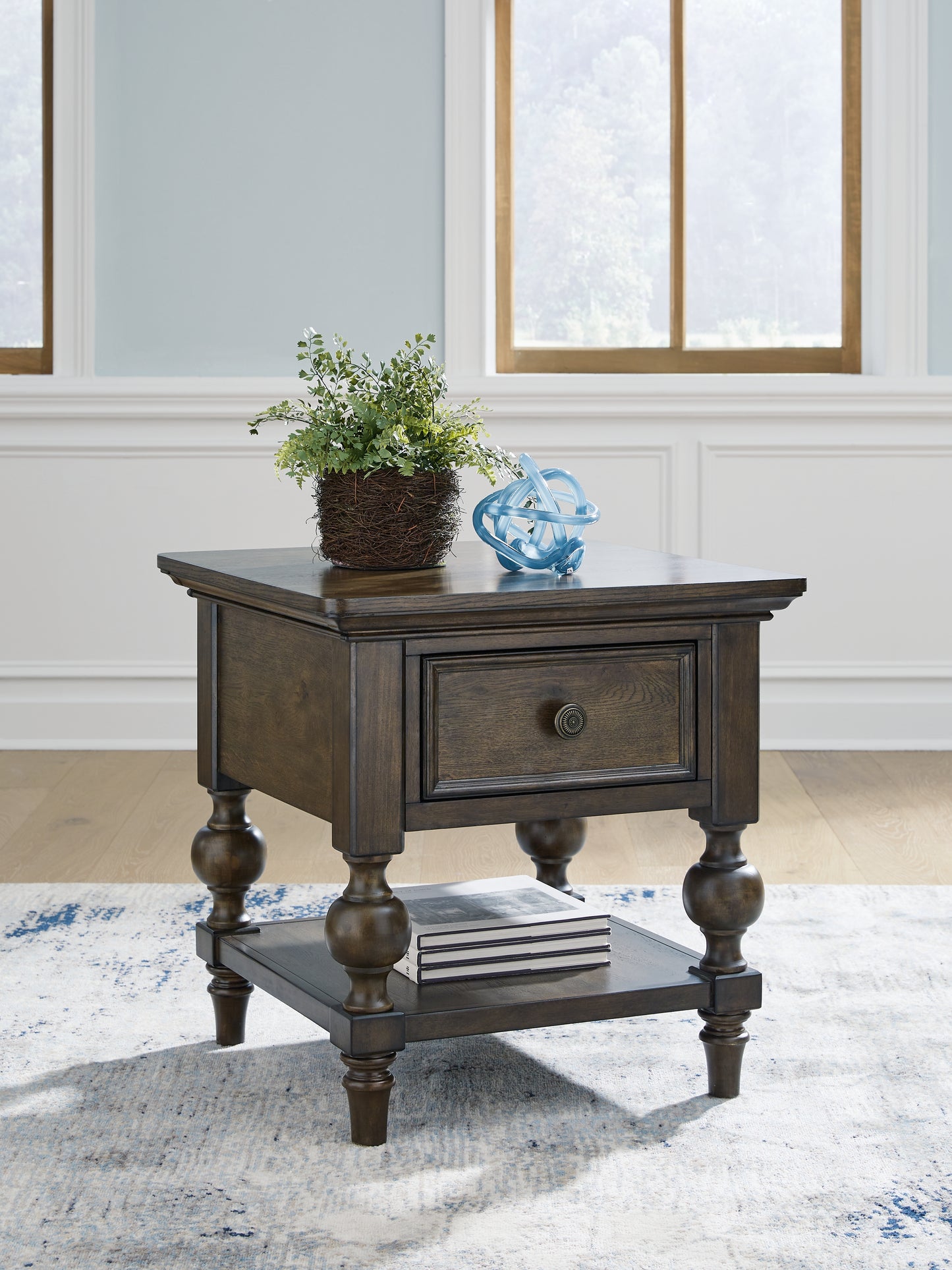 The Furniture Outlets - Ashley Furniture - Veramond End Table - Square End Table / Dark Brown - T694-2