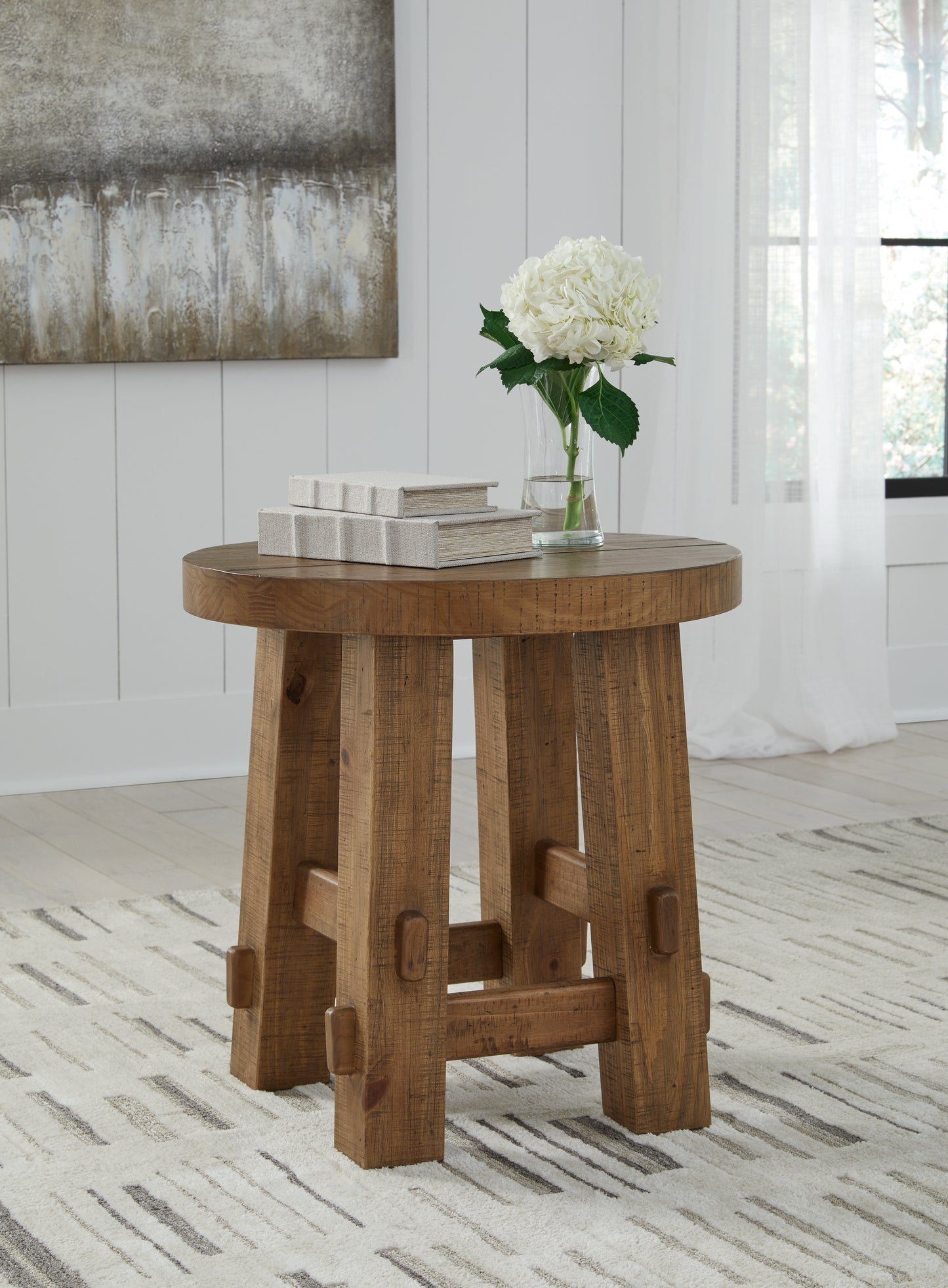 The Furniture Outlets - Ashley Furniture - Mackifeld End Table - Round End Table / Warm Brown - T724-6
