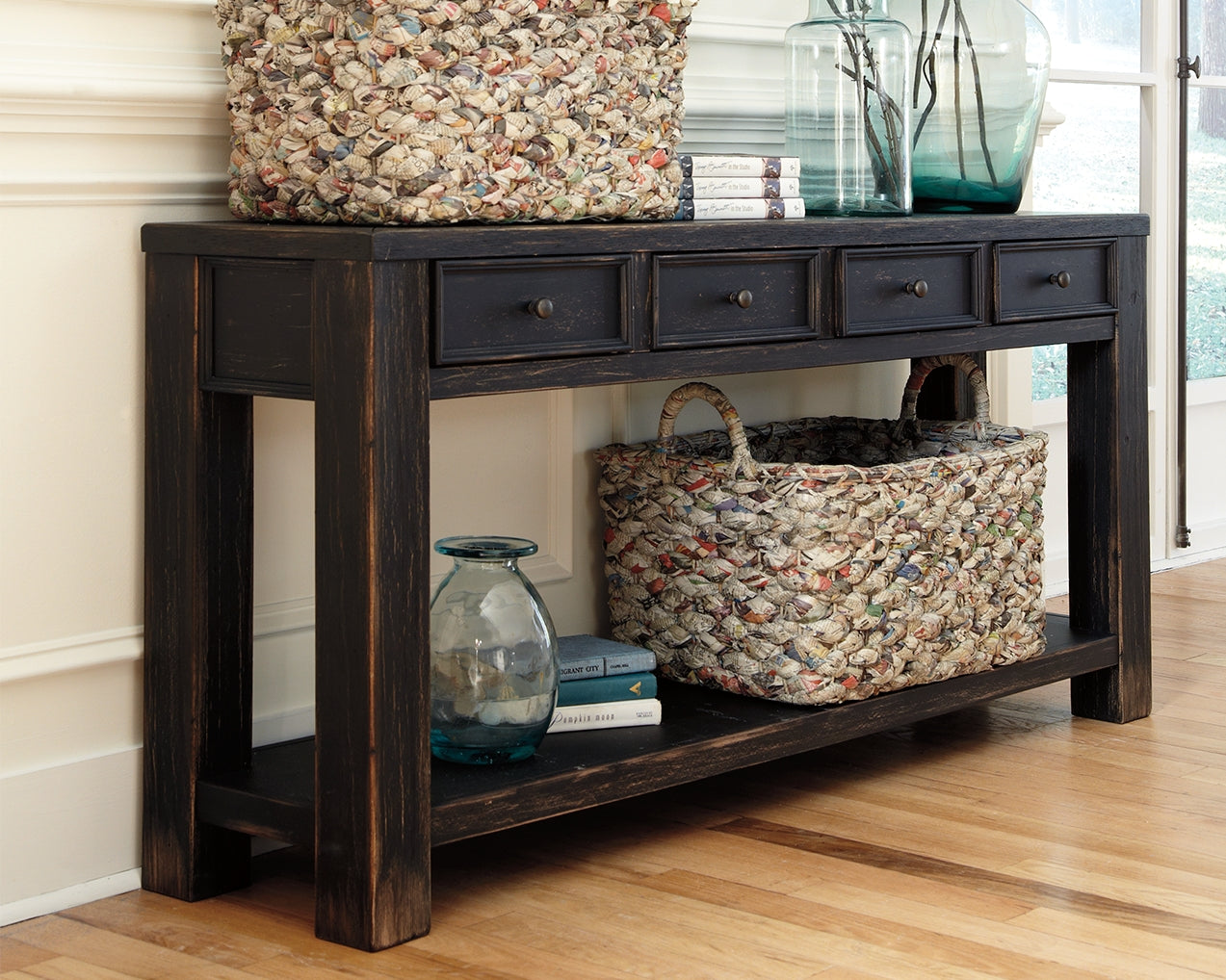 The Furniture Outlets - Ashley Furniture - Gavelston Sofa/Console Table - Sofa Table / Black - T732-4