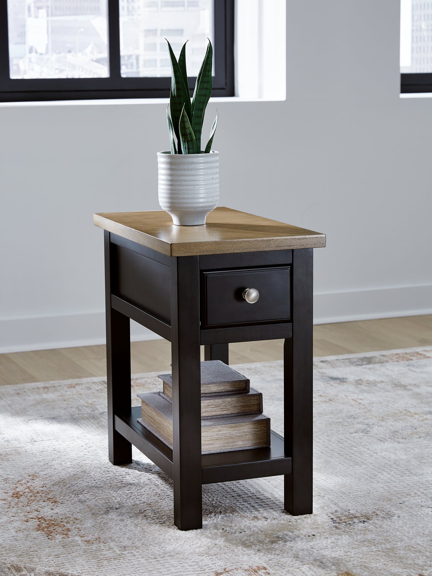 The Furniture Outlets - Ashley Furniture - Drazmine Chairside End Table - Chair Side End Table / Brown - T734-17