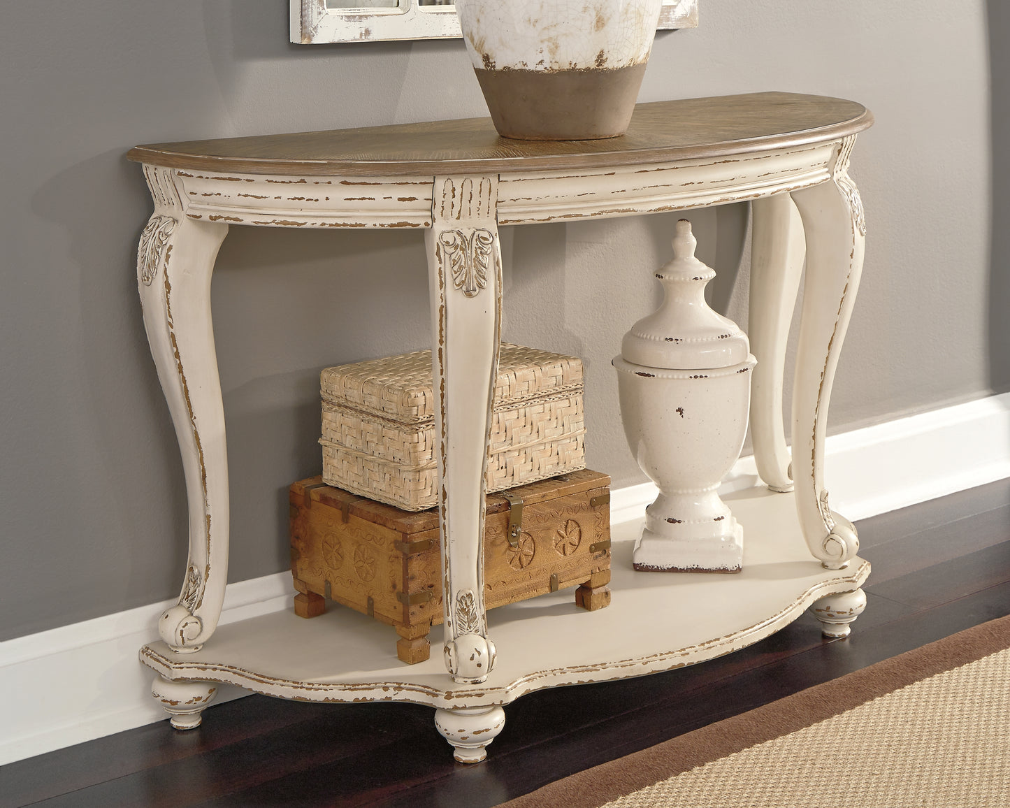The Furniture Outlets - Ashley Furniture - Realyn Sofa Table - Sofa Table / White/Brown - T743-4