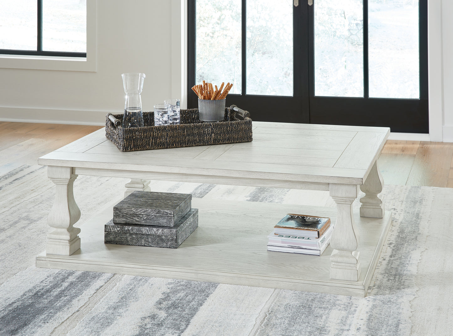 The Furniture Outlets - Ashley Furniture - Arlendyne Coffee Table - Rectangular Cocktail Table / Antique White - T747-1