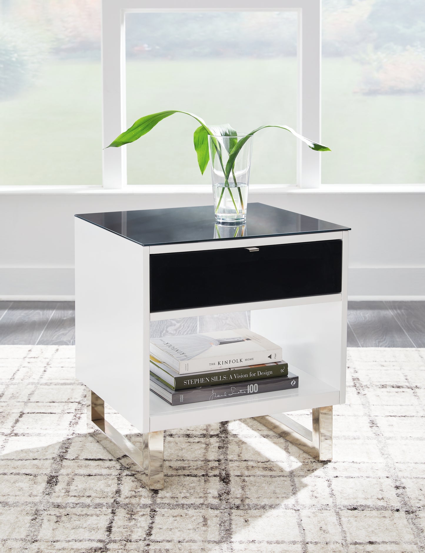 The Furniture Outlets - Ashley Furniture - Gardoni End Table - Rectangular End Table / White/Black - T756-3