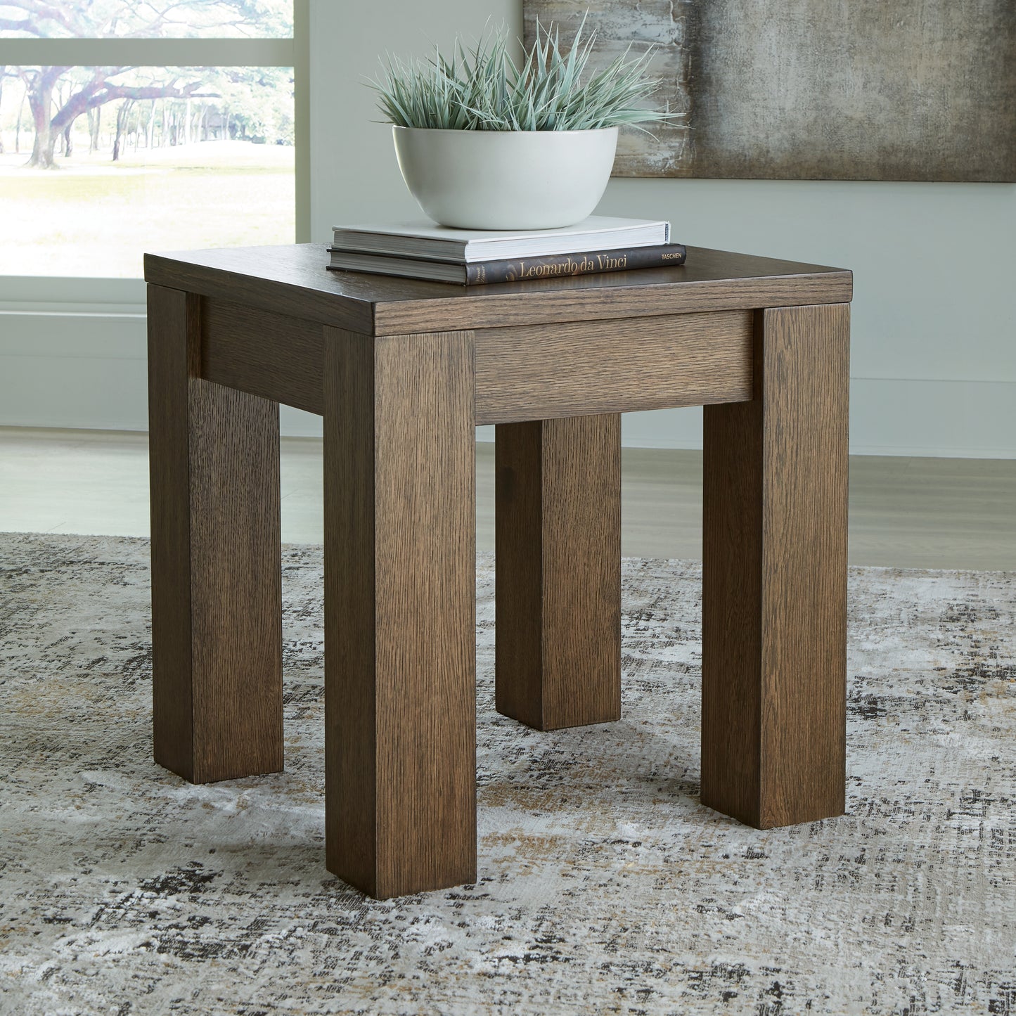 The Furniture Outlets - Ashley Furniture - Rosswain End Table - Square End Table / Warm Brown - T763-2