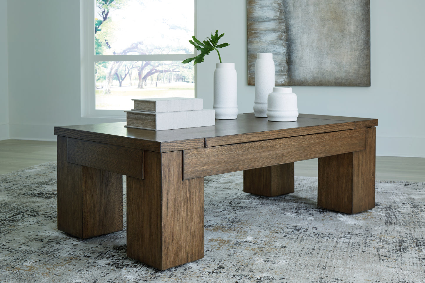 The Furniture Outlets - Ashley Furniture - Rosswain Lift-Top Coffee Table - Lift Top Cocktail Table / Warm Brown - T763-9