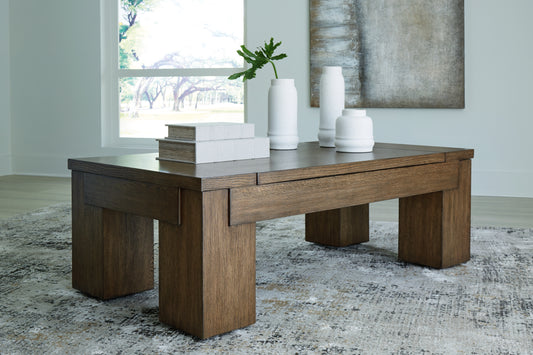 The Furniture Outlets - Ashley Furniture - Rosswain Lift-Top Coffee Table - Lift Top Cocktail Table / Warm Brown - T763-9