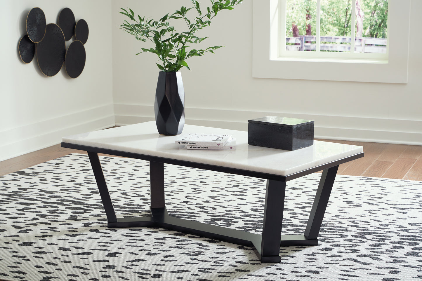 The Furniture Outlets - Ashley Furniture - Fostead Coffee Table - Rectangular Cocktail Table / White/Espresso - T770-1