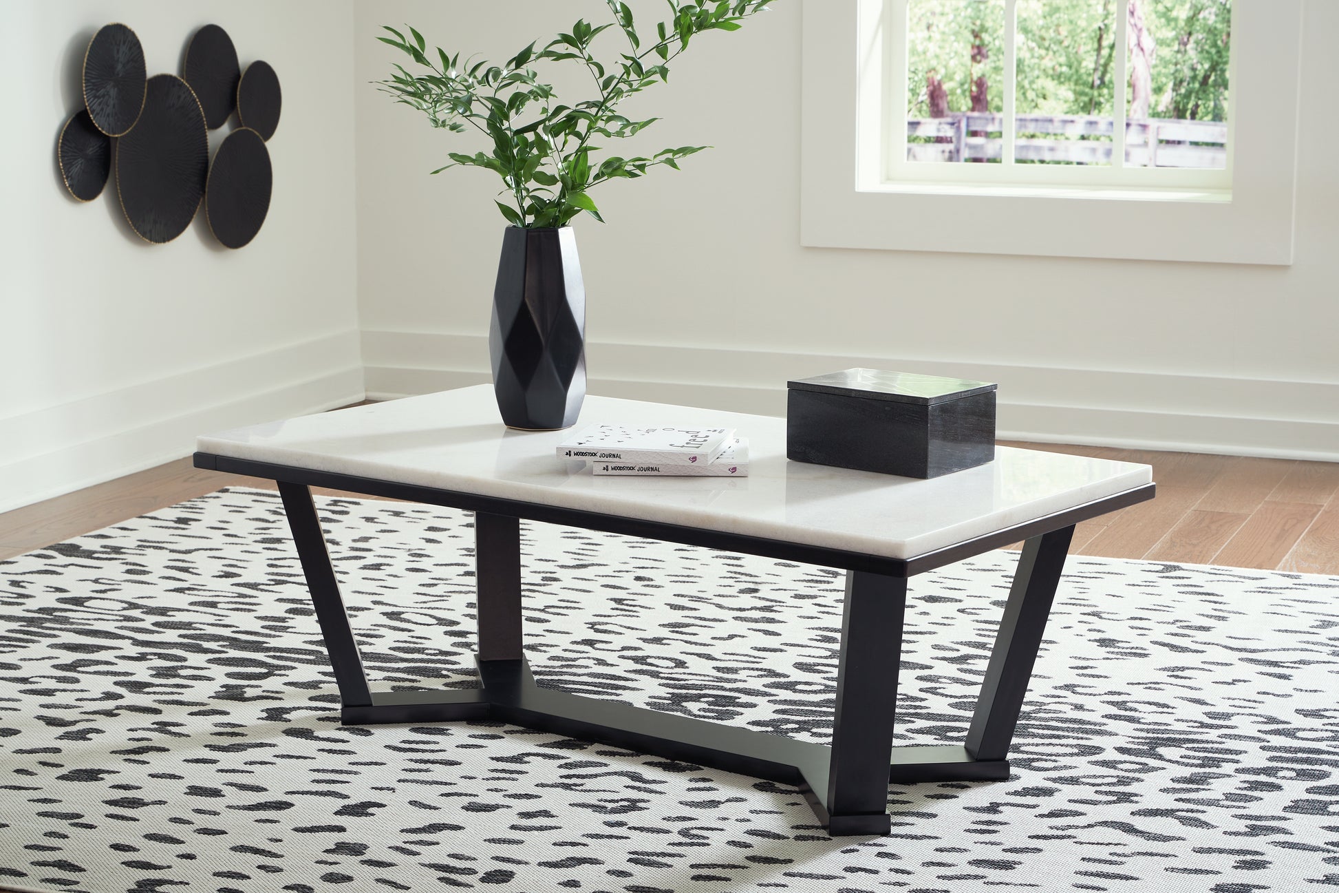 The Furniture Outlets - Ashley Furniture - Fostead Coffee Table - Rectangular Cocktail Table / White/Espresso - T770-1