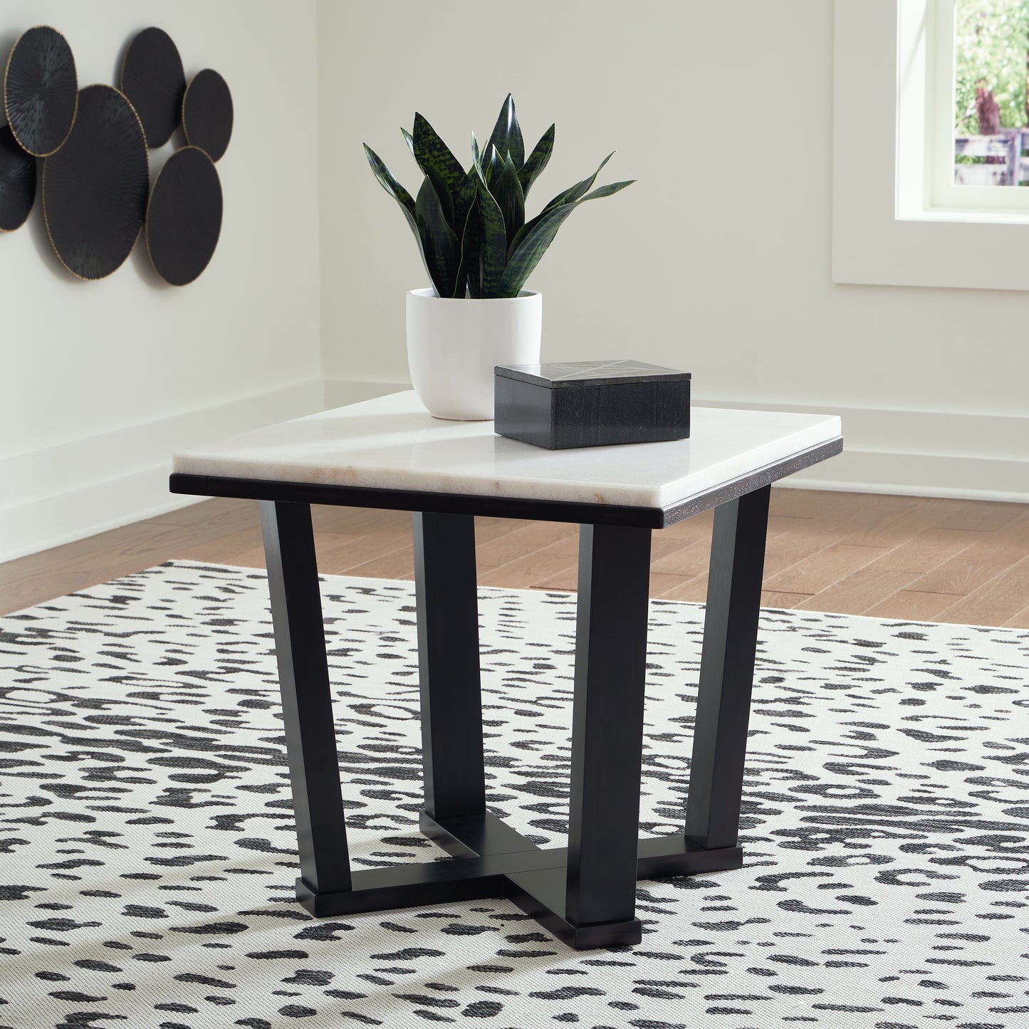 The Furniture Outlets - Ashley Furniture - Fostead End Table - Square End Table / White/Espresso - T770-2
