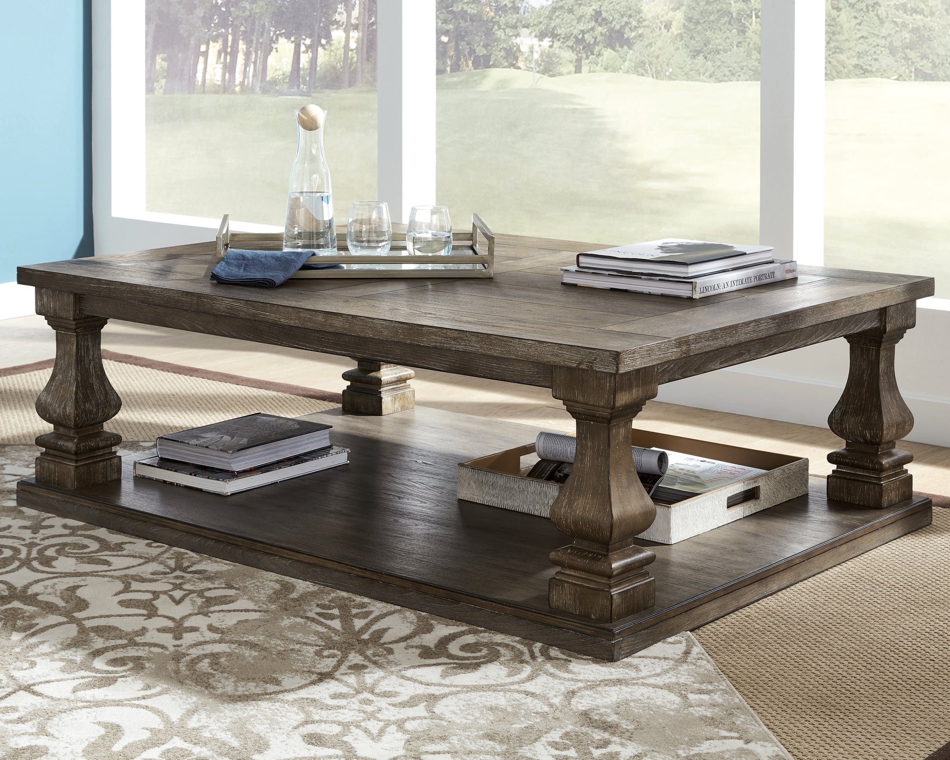 The Furniture Outlets - Ashley Furniture - Johnelle Coffee Table - Rectangular Cocktail Table / Gray - T776-1