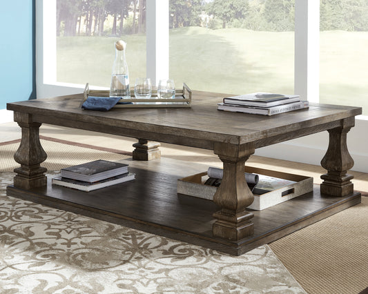 The Furniture Outlets - Ashley Furniture - Johnelle Coffee Table - Rectangular Cocktail Table / Gray - T776-1